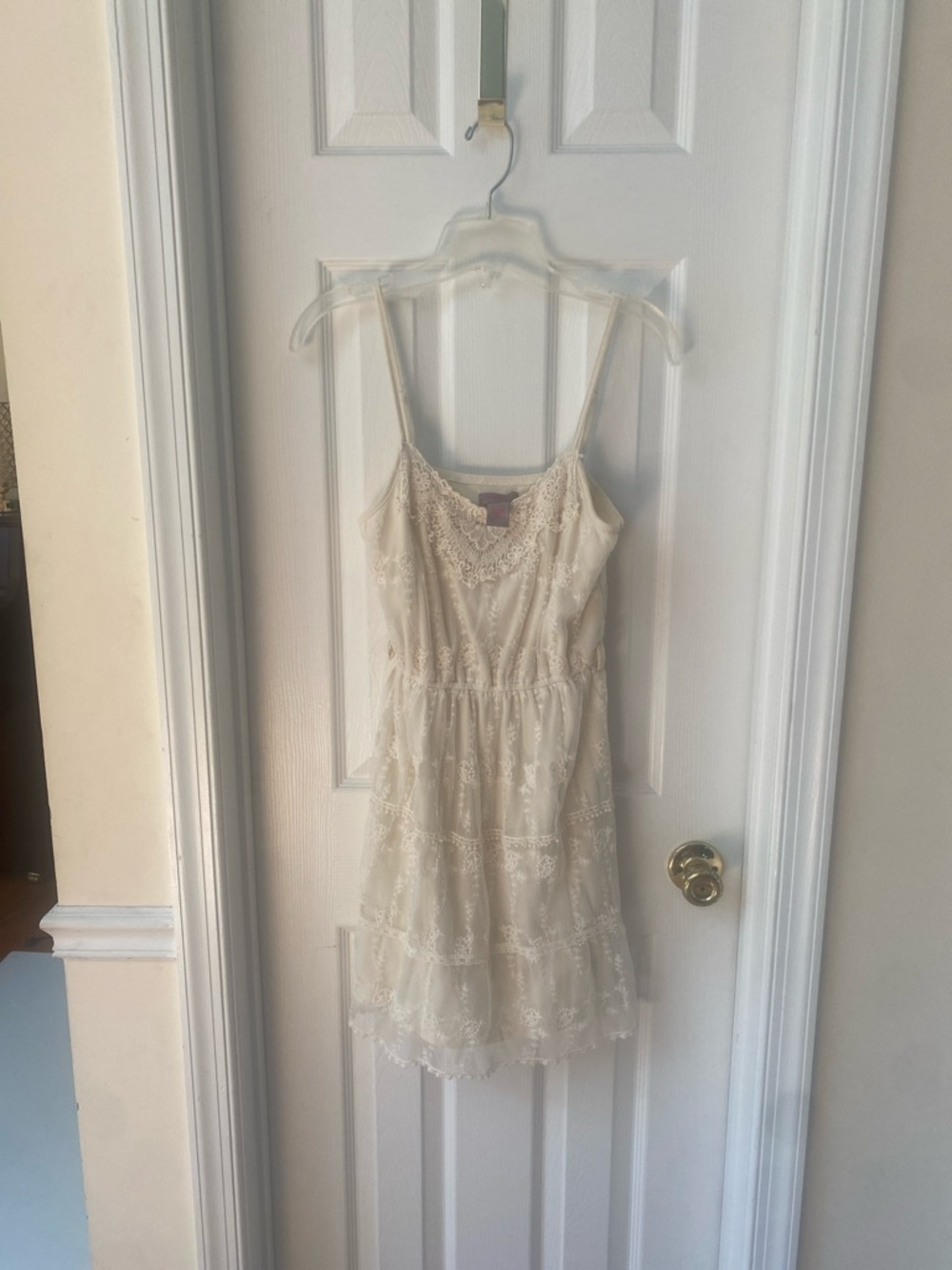 Cream Lace Tiered Dress